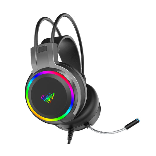 AULA S608 Wired Gaming Headset with RGB Lights & Mic - Free Cash On Delivery