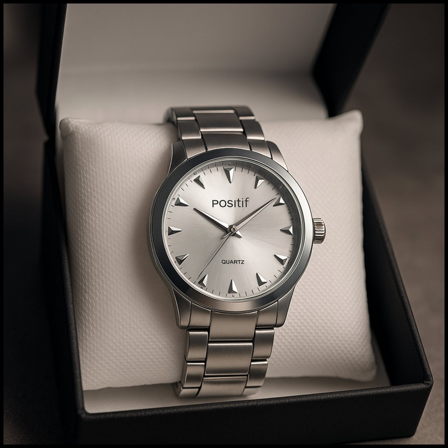 Positif Classic Stainless Steel Quartz Watch For Men's - Free Cash On Delivery