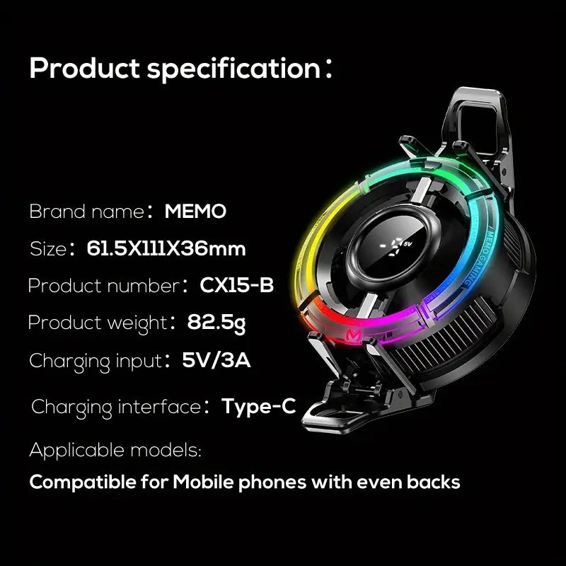 Memo CX15 Latest Mobile Gaming Cooling Fan - Free Cash On Delivery