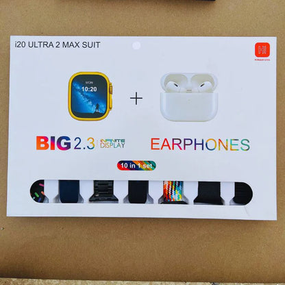 i20 Ultra Max 10-in-1 Smart Watch with Earbuds Combo - Free Cash On Delivery