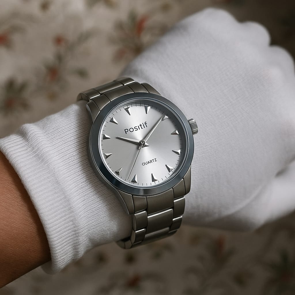 Positif Classic Stainless Steel Quartz Watch For Men's - Free Cash On Delivery