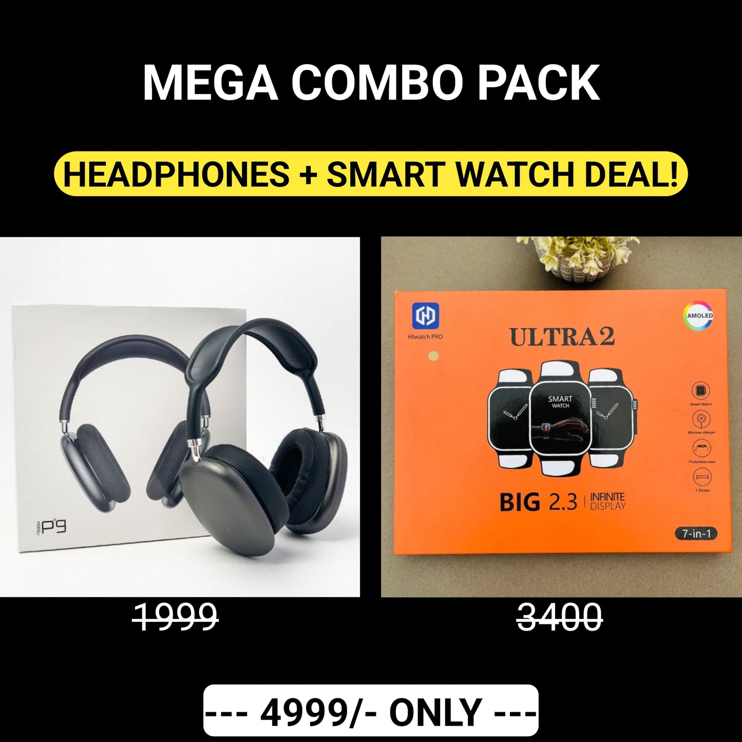 Mega Combo Pack - P9 Headphones + S10 Ultra Smart Watch